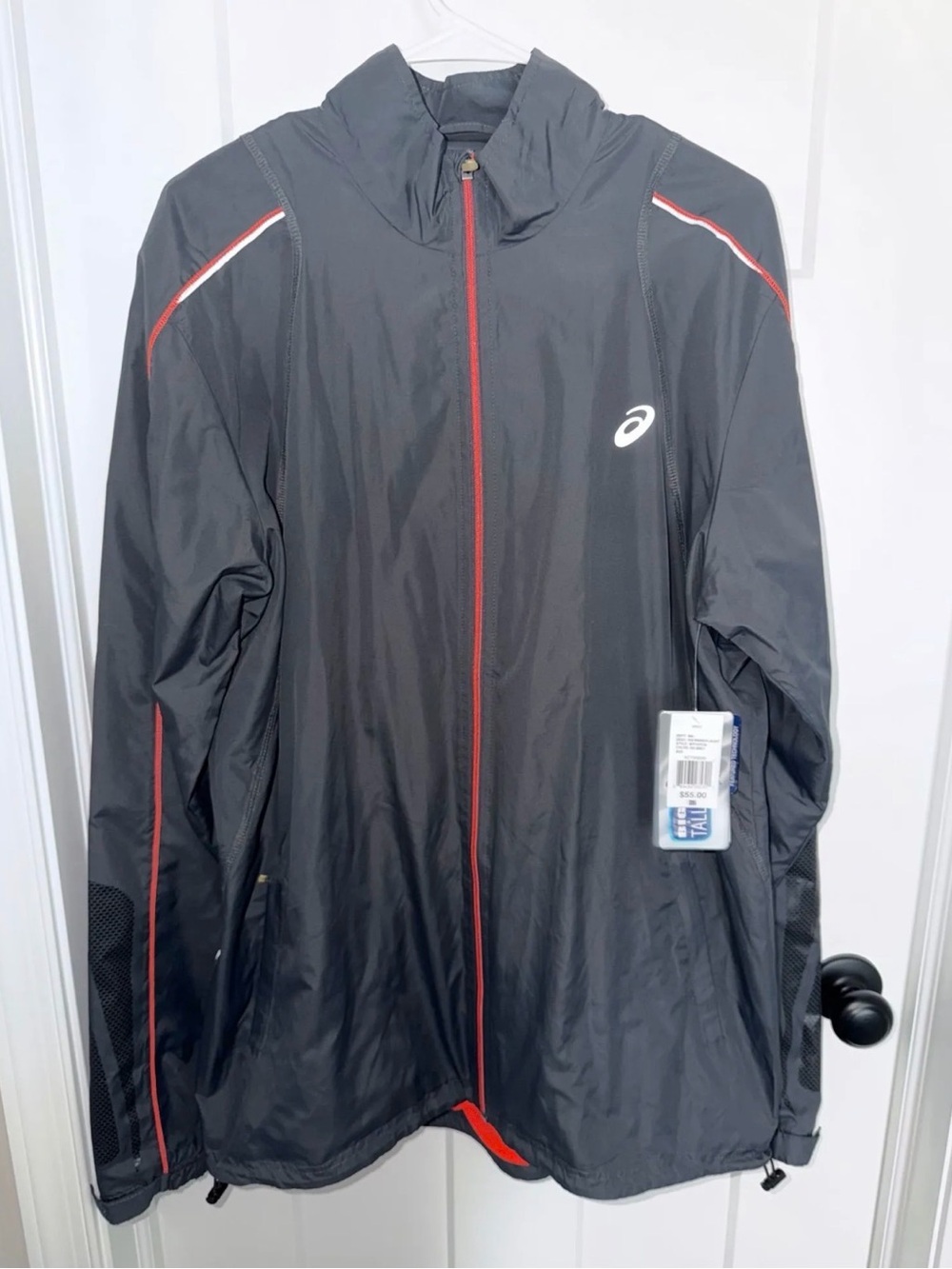ASICS Black Jacket with Red Trim and White Logo